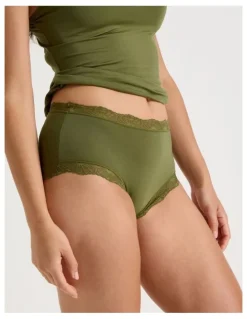 Soho Lace Modal Full Brief in Khaki