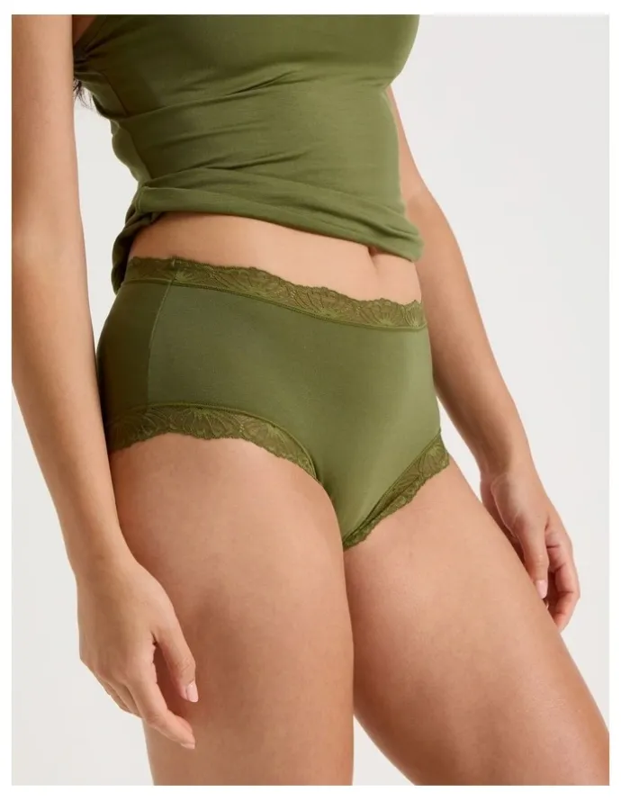 Soho Lace Modal Full Brief in Khaki