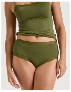 Soho Lace Modal Full Brief in Khaki