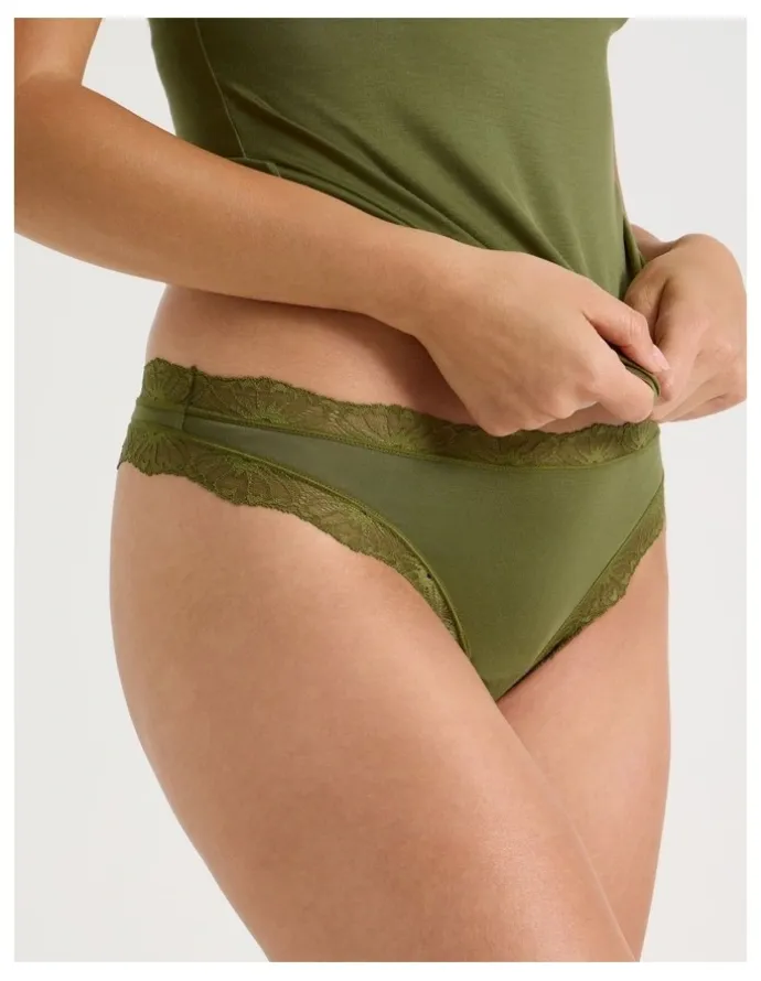 Soho Lace Modal G-string in Khaki