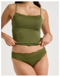Soho Lace Modal G-string in Khaki