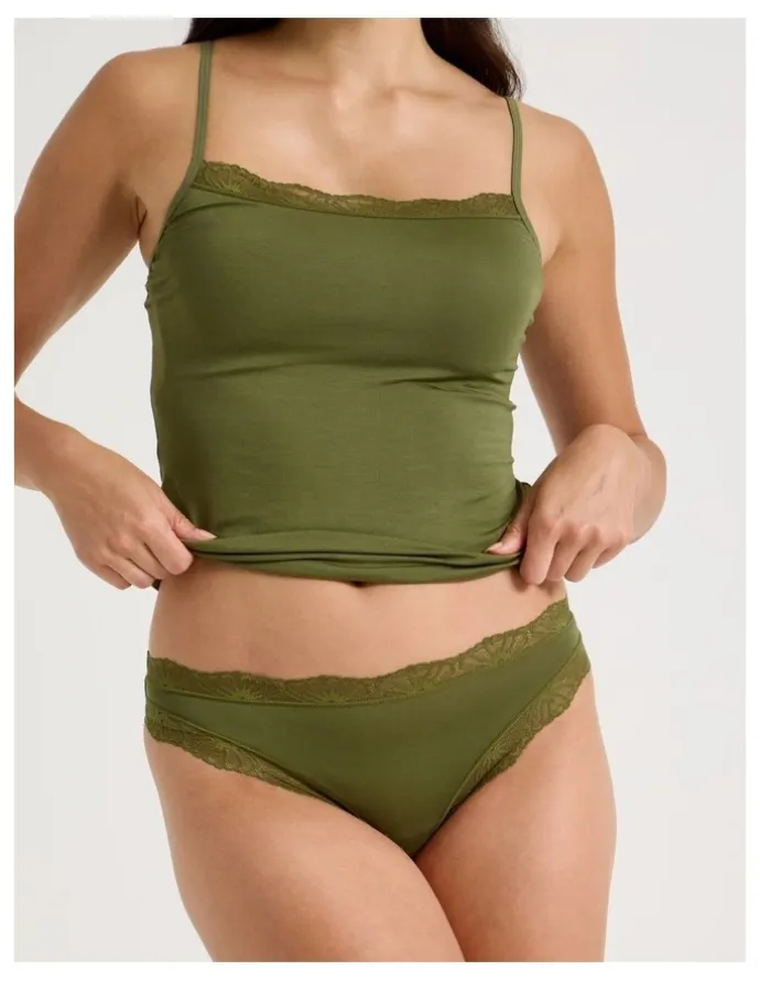 Soho Lace Modal G-string in Khaki