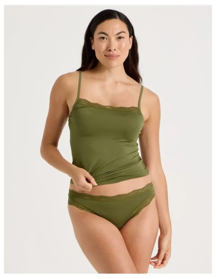 Soho Lace Modal G-string in Khaki