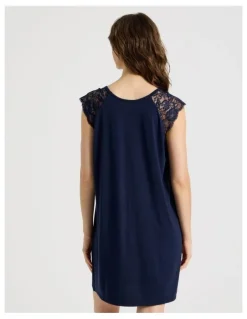 Soho Lace Short Sleeve Nightie in Navy