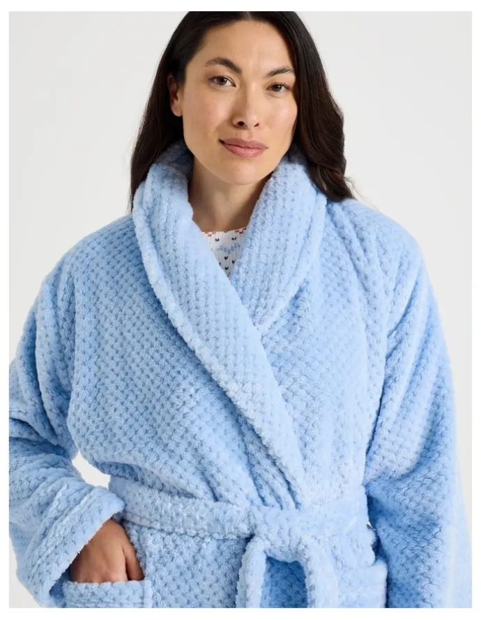 Soho Long Fleece Robes in Light Blue