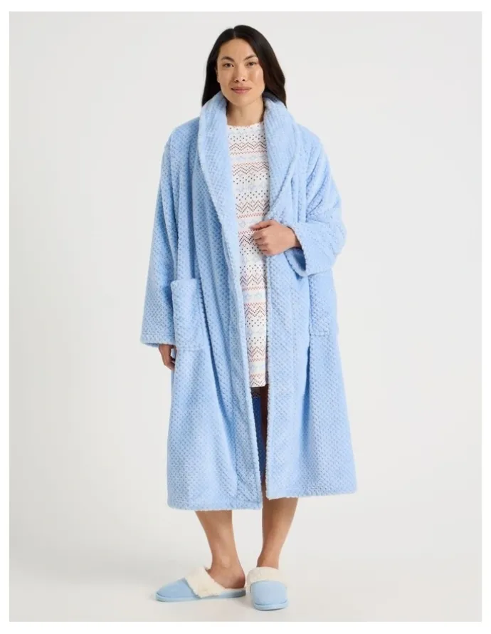 Soho Long Fleece Robes in Light Blue