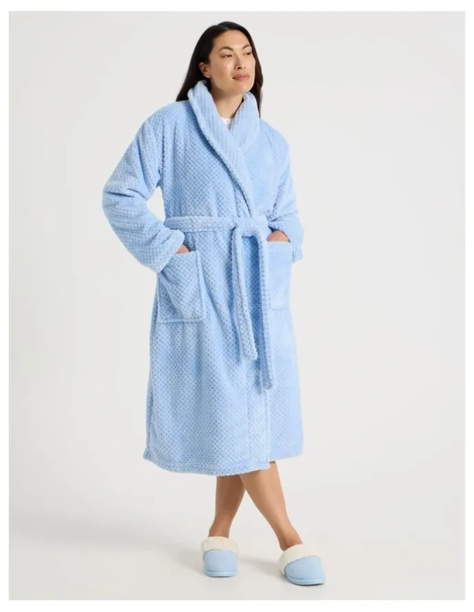 Soho Long Fleece Robes in Light Blue