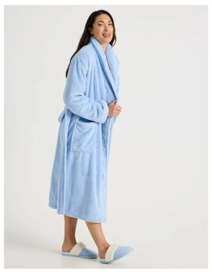 Soho Long Fleece Robes in Light Blue