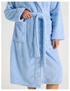 Soho Long Fleece Robes in Light Blue