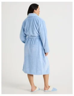 Soho Long Fleece Robes in Light Blue