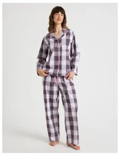 Soho Long Sleeve Long Pant PJ Set in Raisin Gingham Print