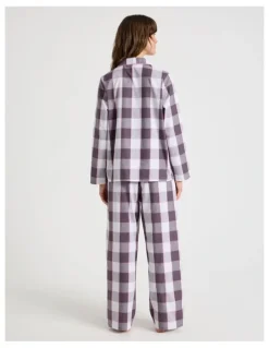 Soho Long Sleeve Long Pant PJ Set in Raisin Gingham Print