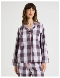 Soho Long Sleeve Long Pant PJ Set in Raisin Gingham Print