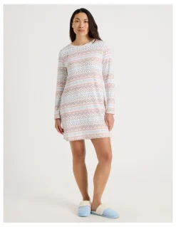 Soho Long Sleeve Nightie in Winter Farisle Print