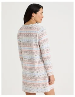 Soho Long Sleeve Nightie in Winter Farisle Print