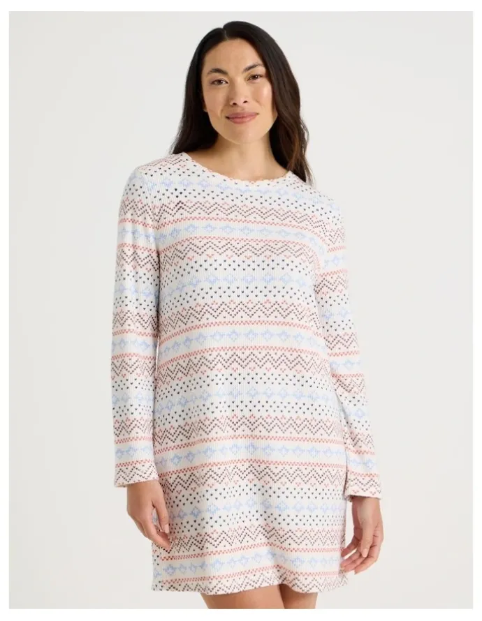 Soho Long Sleeve Nightie in Winter Farisle Print
