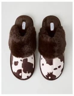 Soho Nala Slipper in Chocolate Cow Print