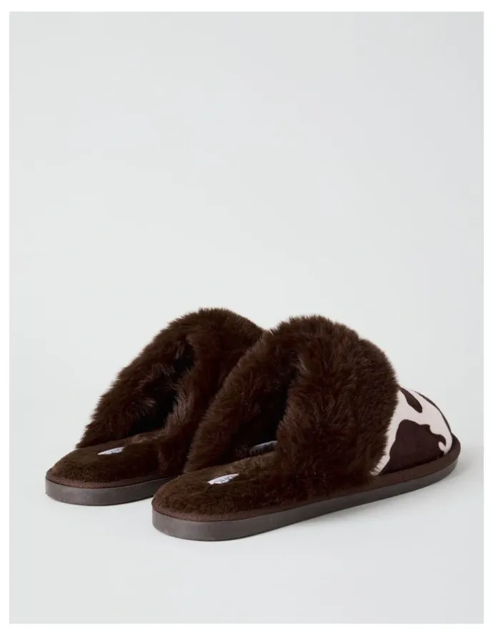Soho Nala Slipper in Chocolate Cow Print