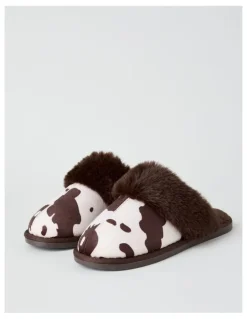 Soho Nala Slipper in Chocolate Cow Print