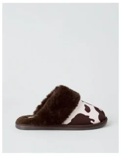 Soho Nala Slipper in Chocolate Cow Print