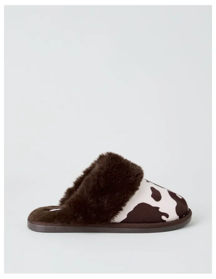 Soho Nala Slipper in Chocolate Cow Print