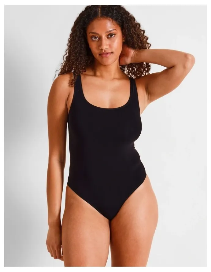 Soho Seamless Square Bodysuit in Black