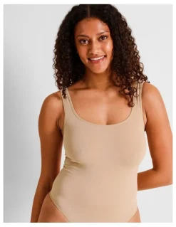 Soho Seamless Square Bodysuit in Beige