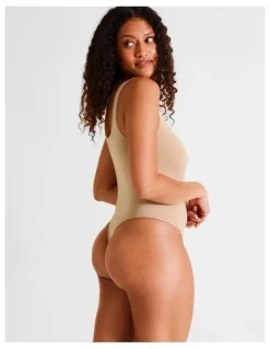 Soho Seamless Square Bodysuit in Beige