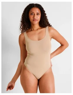 Soho Seamless Square Bodysuit in Beige