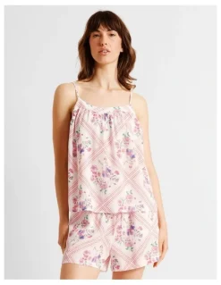 Soho Serene Woven Cami Boxer Set in Diamond Floral Print