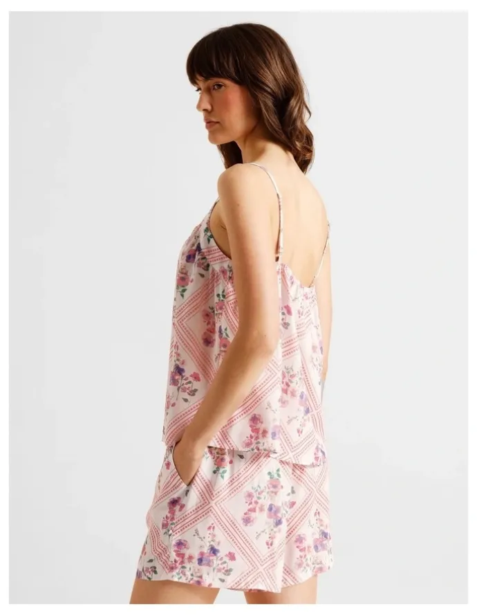 Soho Serene Woven Cami Boxer Set in Diamond Floral Print