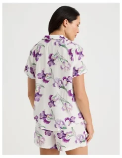 Soho Serene Woven Short Sleeve Pyjama Set in Iris Floral Print