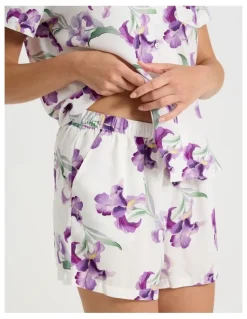 Soho Serene Woven Short Sleeve Pyjama Set in Iris Floral Print