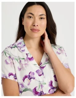 Soho Serene Woven Short Sleeve Pyjama Set in Iris Floral Print