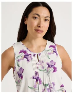Soho Serene Woven Singlet & Short Pyjama Set in Iris Floral Print