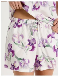 Soho Serene Woven Singlet & Short Pyjama Set in Iris Floral Print