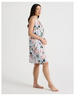 Soho Serene Woven Sleeveless Nightie in Blue Blossoms Print