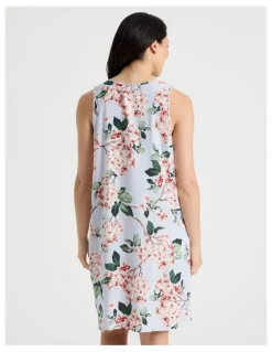 Soho Serene Woven Sleeveless Nightie in Blue Blossoms Print