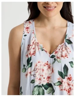 Soho Serene Woven Sleeveless Nightie in Blue Blossoms Print
