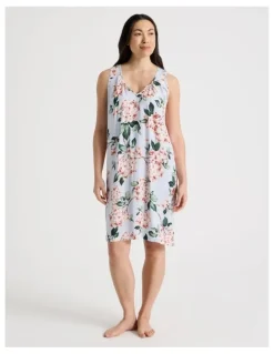 Soho Serene Woven Sleeveless Nightie in Blue Blossoms Print