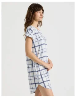 Soho Short Sleeve Nightie in White Check Print