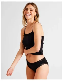 Soho Smooth with Lace Bikini Brief in Black