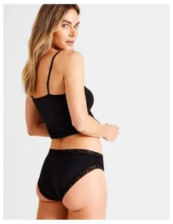 Soho Smooth with Lace Bikini Brief in Black