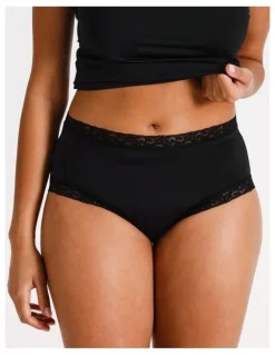 Soho Smooth with Lace Full Brief in Black