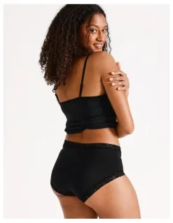 Soho Smooth with Lace Full Brief in Black
