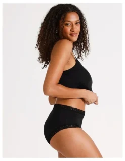 Soho Smooth with Lace Full Brief in Black