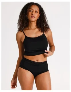 Soho Smooth with Lace Full Brief in Black