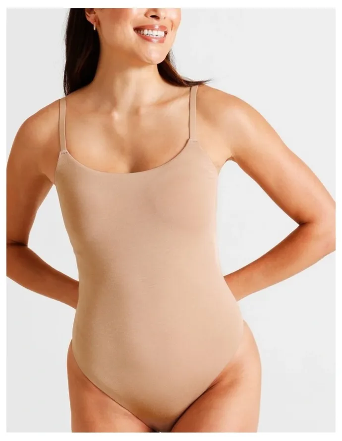 Soho Soft Feel Bodysuit in Beige