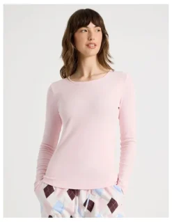 Soho Soho Flannel Long Sleeve Knit Top & Flannelette Pants Pyjama Set in Pink Argyle Print