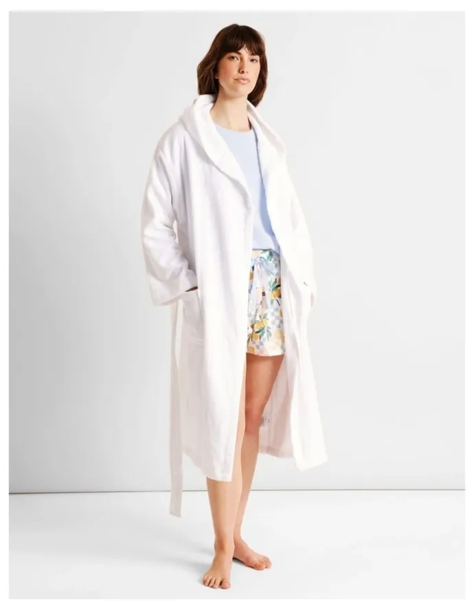 Soho Terry Hooded Robe in White